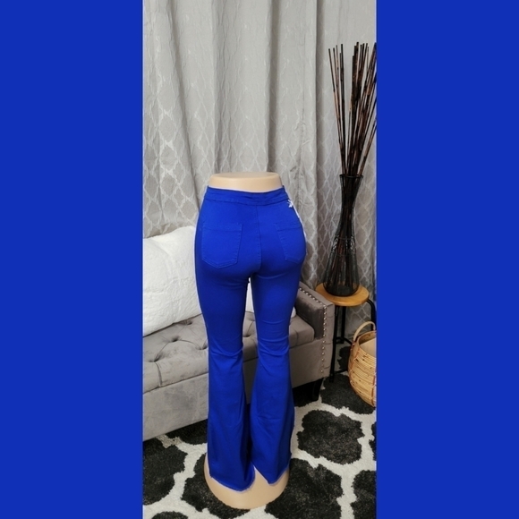 Flare Jeans | Denim Distressed | Royal Blue - Picture 8 of 8